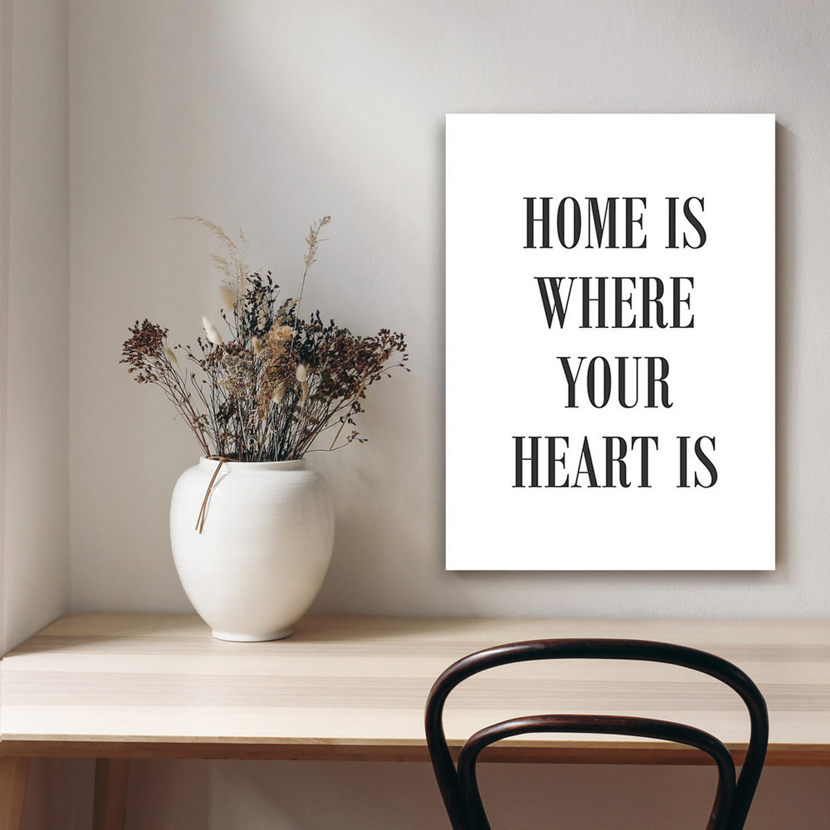 WANDBILD zitat home is where your heart is - Schwarz, Textil (40/60cm) - Feeby
