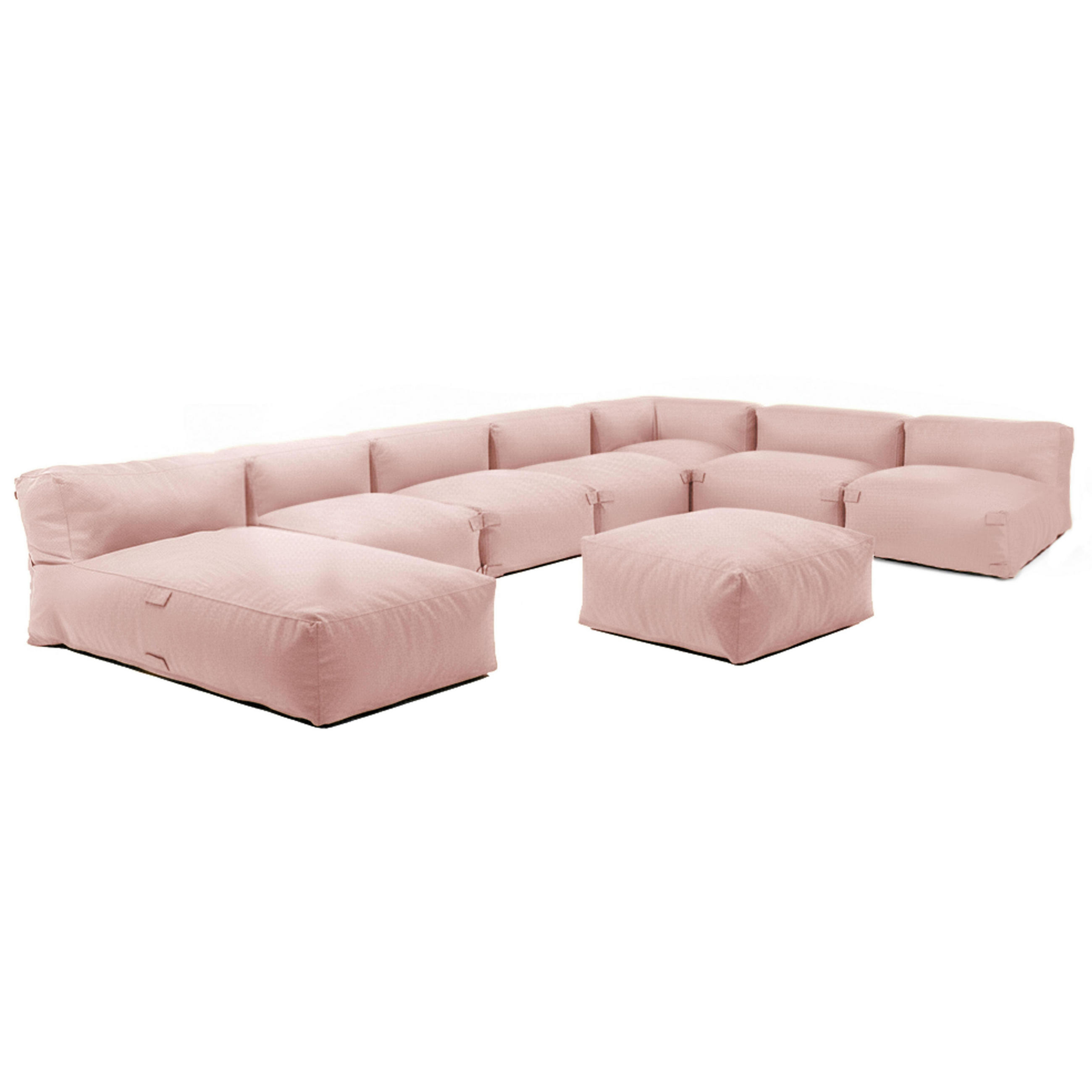 GARTENSOFA mit 8 Sitzplätzen, Puderrosa - Pink, Textil - Oviala