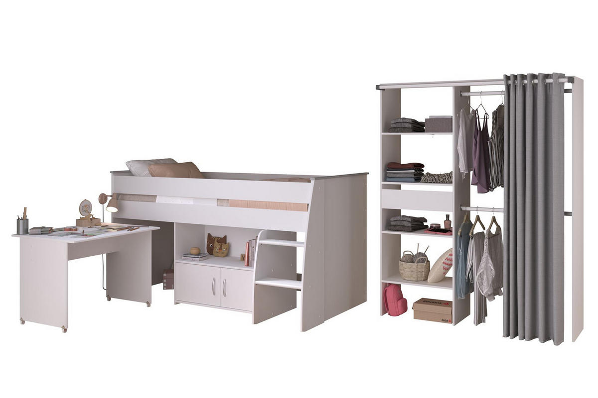 KINDERZIMMER SET Parisot Reverse 2-tlg. Holzdekor Weiß - Weiß, Kunststoff (100/1/200cm) - 58aufmkessel