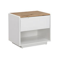 NACHTTISCH mit 1 Schublade & 1 Ablage - MDF - Weiß lackiert & Eichefarben - AMANI - Naturfarben, Holz (55/50/40cm) - Vente-Unique