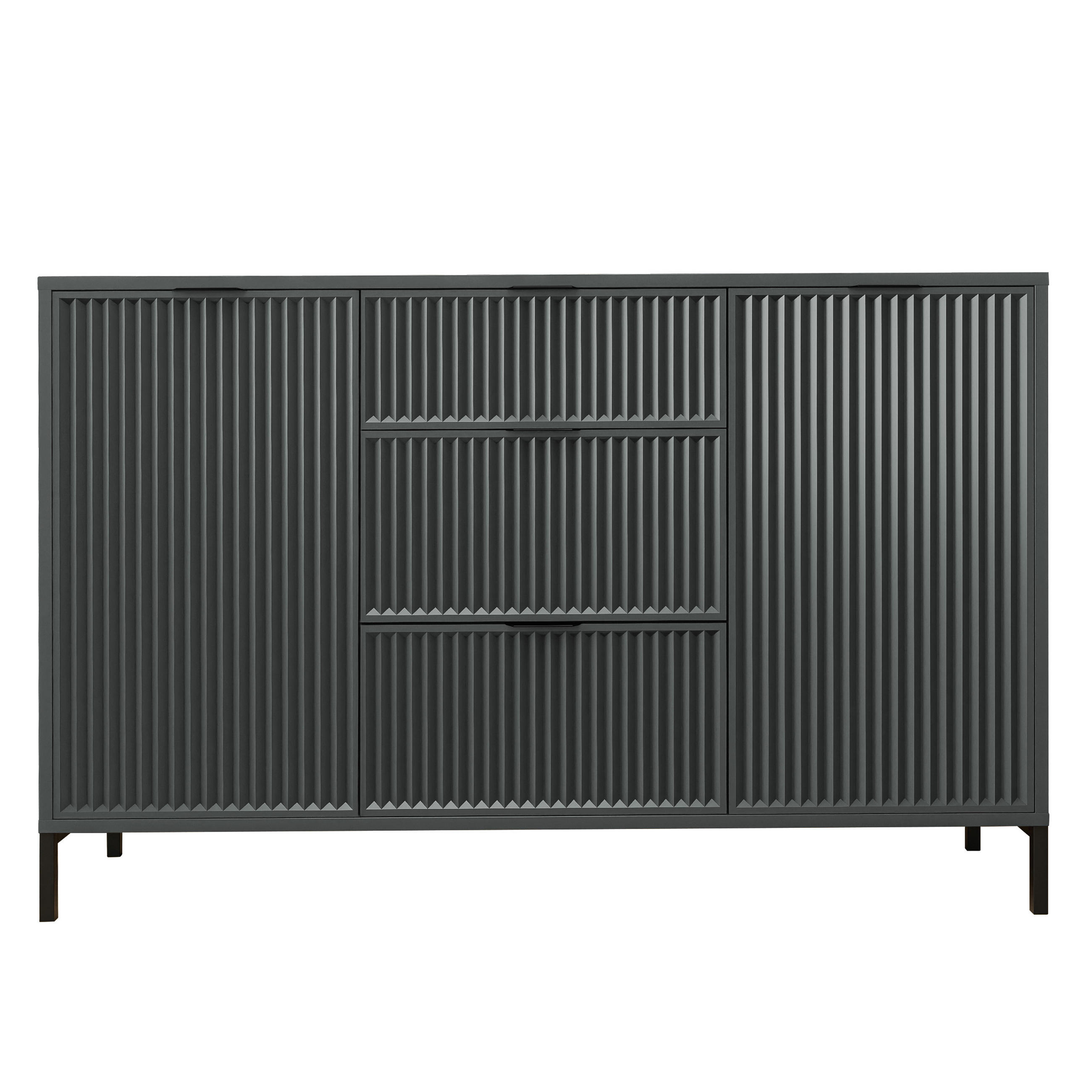 KOMMODE klein Aufbewahrungsschrank mit 3 Schubladen und 2 Türen, Grün - Grün, Holzwerkstoff (135/87/41cm) - Idohome
