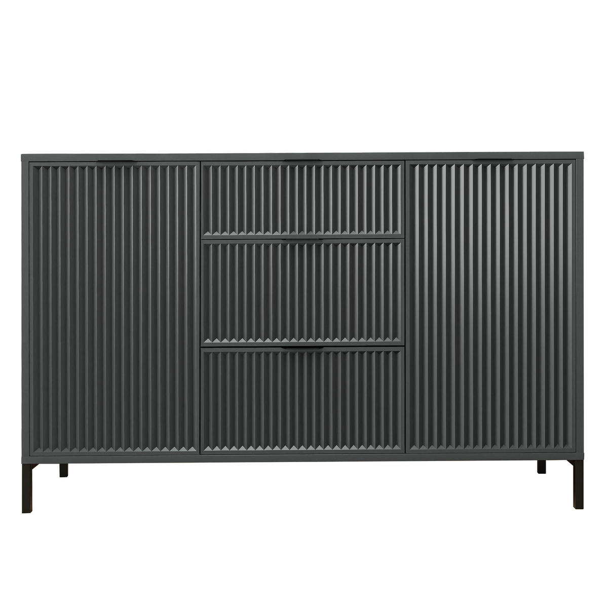 KOMMODE klein Aufbewahrungsschrank mit 3 Schubladen und 2 Türen, Grün - Grün, Holzwerkstoff (135/87/41cm) - Idohome