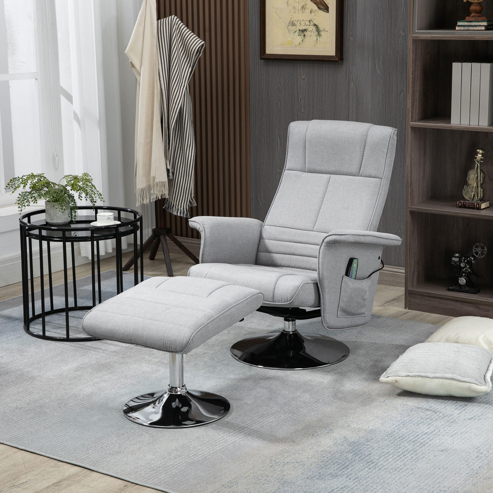 RELAXSESSEL, Fernsehsessel, Hellgrau - Hellgrau, Kunststoff/Metall (90/93/78cm) - HOMCOM