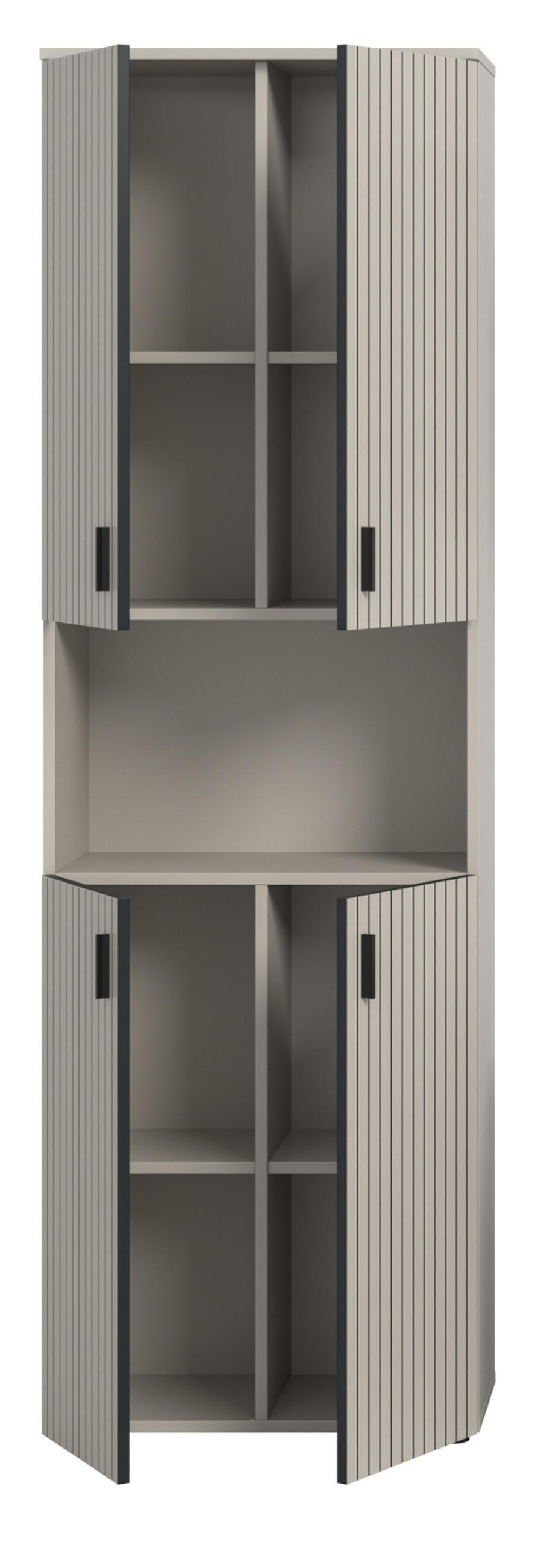 HOCHSCHRANK kaschmir 60 x 192 cm, Badschrank 4-türig - Kaschmir/Schwarz, Holzwerkstoff/Kunststoff (60/192/30cm) - Inn.Furn