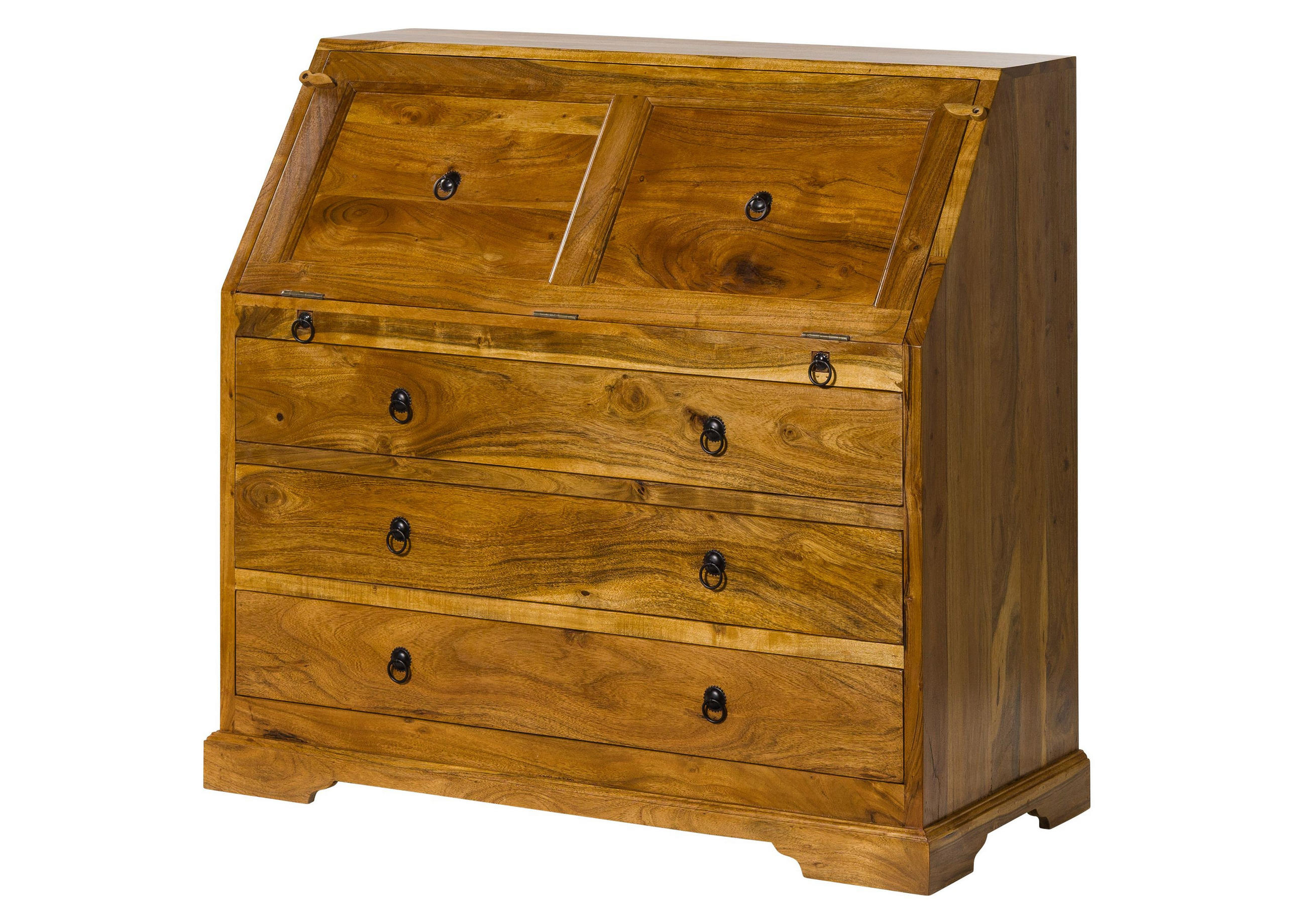 SEKRETÄR Akazie 107x50x100 honig lackiert OXFORD #0515 - Braun, Holz (50/107/100cm) - Massivmoebel24