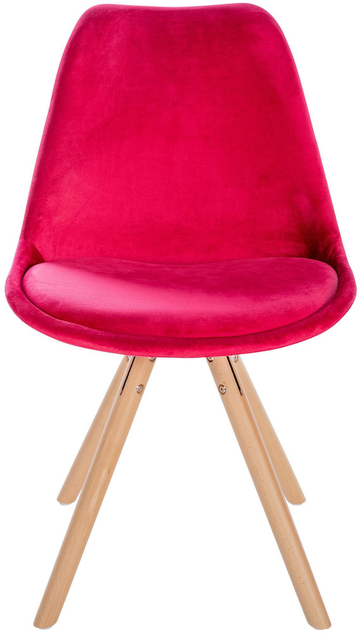 STUHL Samt rot - Eukalyptusholzfarben/Rot, Holz/Textil (48/81/54cm) - CLP