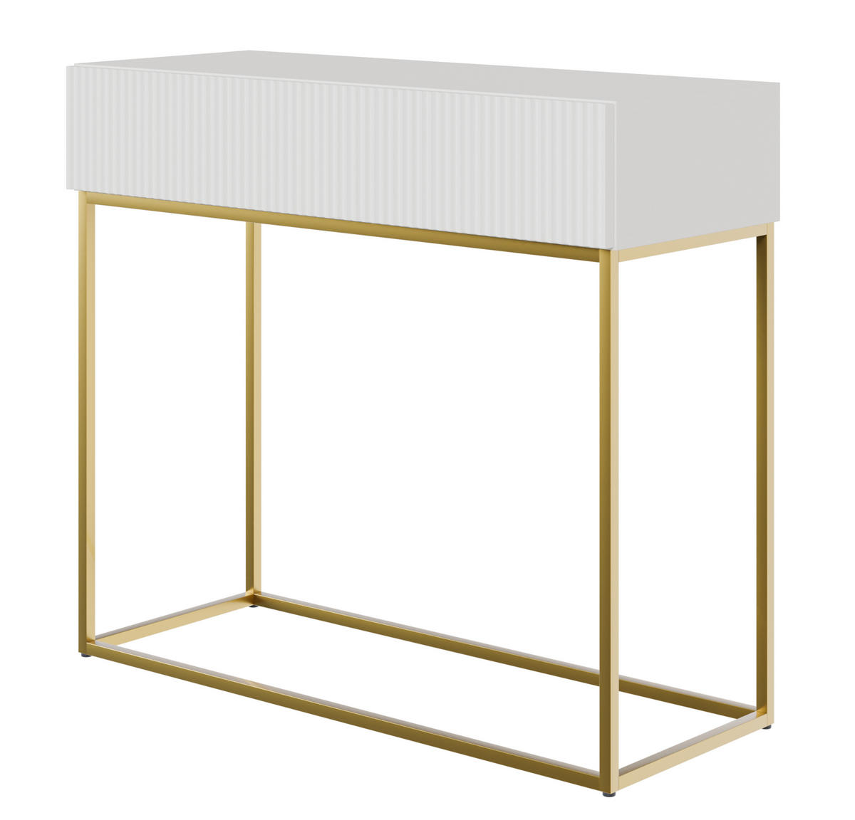 KONSOLENTISCH Veldio Weiß mit goldenen Beinen 90 cm - Goldfarben/Weiß, Holzwerkstoff/Metall (35.6/90/79cm) - Selsey