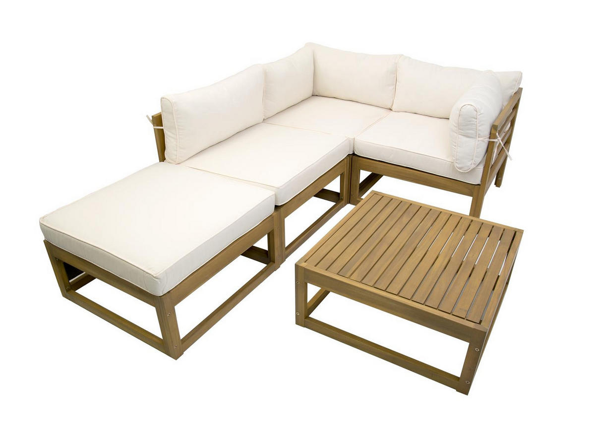 ECKLOUNGE-SET Karmoy Akazienholz FSC 100 für 4 Personen - Braun, Kunststoff - Green Spirit