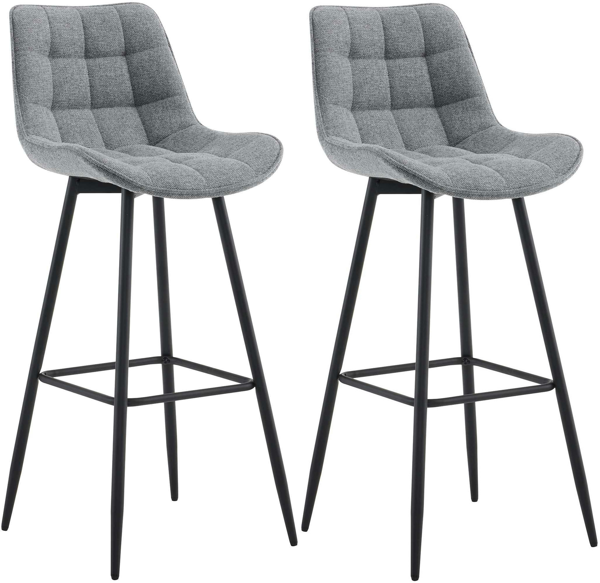 BARHOCKER 2er Set Stoff grau - Schwarz/Grau, Textil/Metall (47/106/52cm) - CLP