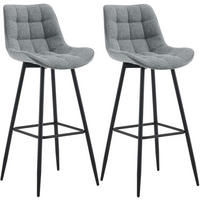 BARHOCKER 2er Set Stoff grau - Schwarz/Grau, Textil/Metall (47/106/52cm) - CLP