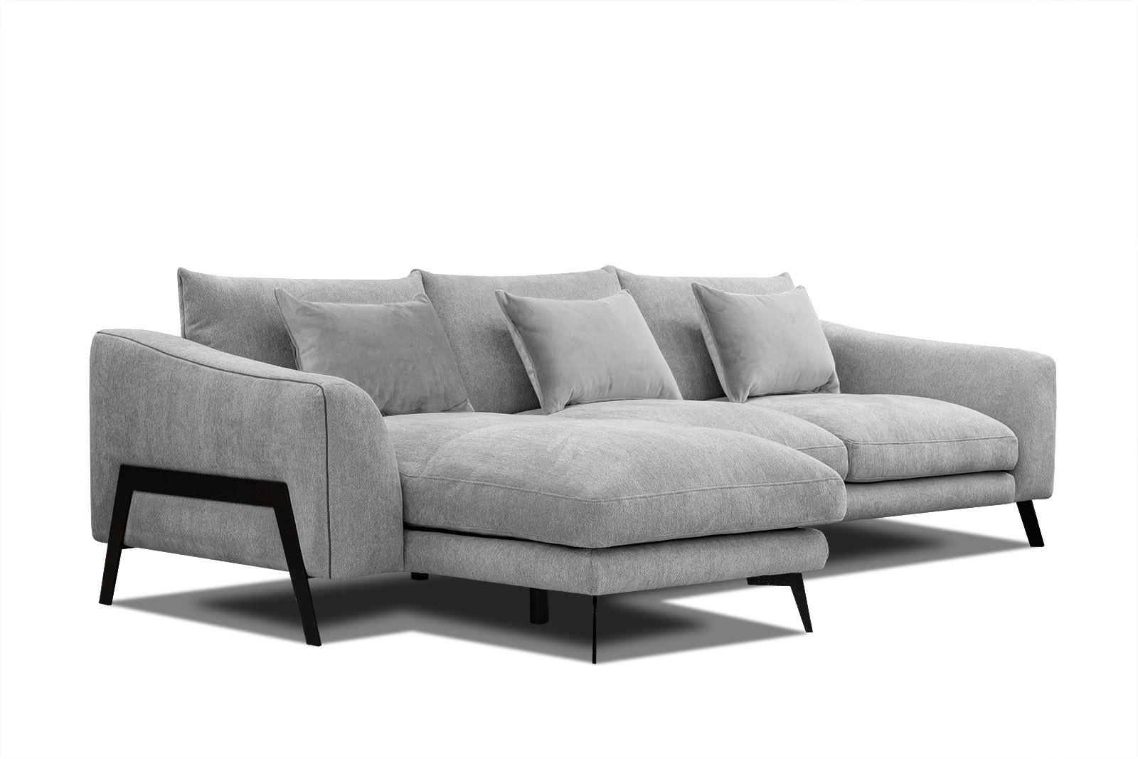 ECKSOFA WINTER 4-Sitzer, hellgrau - Hellgrau/Schwarz, Holzwerkstoff/Textil (158/269cm) - Courtois Laville