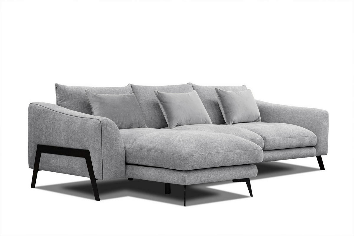 ECKSOFA WINTER 4-Sitzer, hellgrau - Hellgrau/Schwarz, Holzwerkstoff/Textil (158/269cm) - Courtois Laville