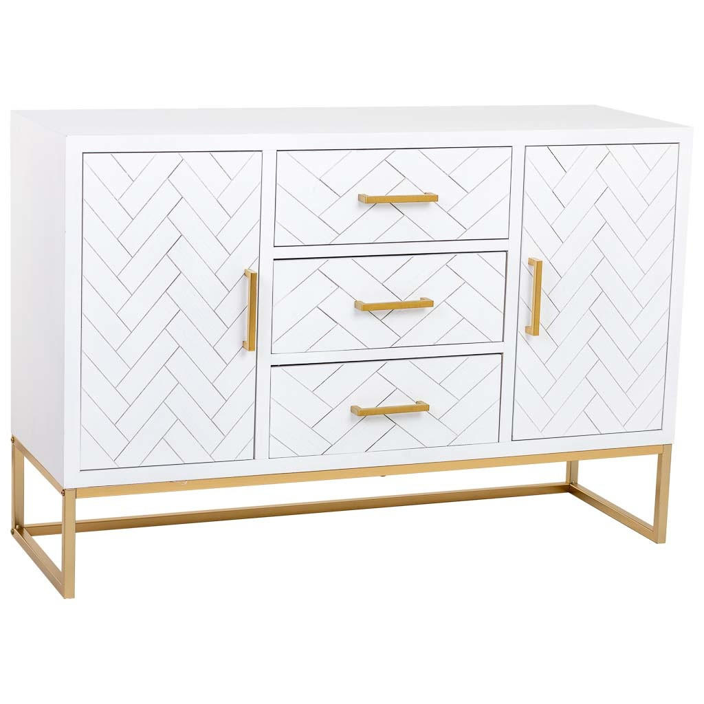 SIDEBOARD mit 3 schubladen und 2 türen aus holz und metall 120x40x81 cm - Weiß, Holz (120/81/40cm) - Wanderlust