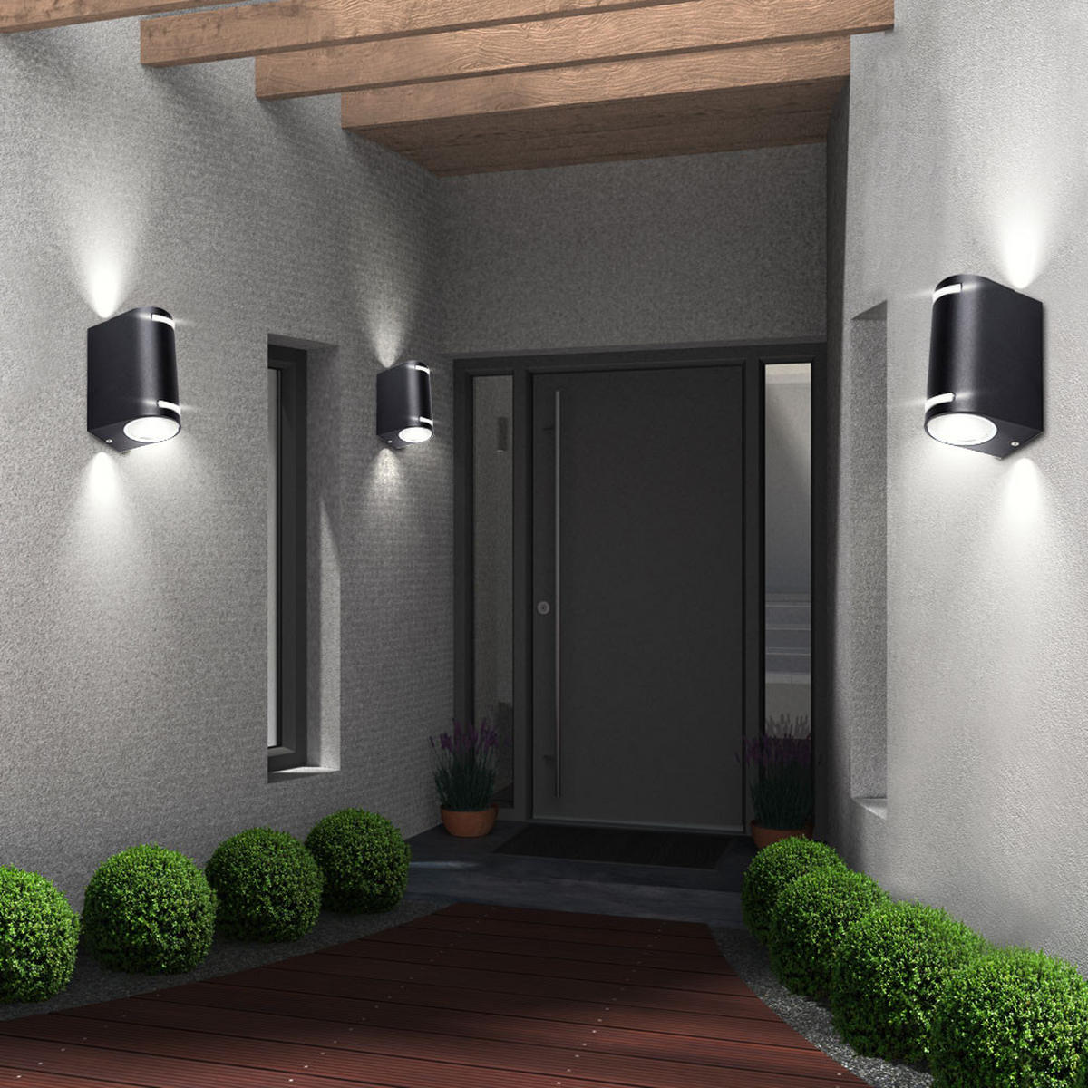 AUSSEN-WANDLEUCHTE Aluminium Schwarz - Schwarz, Metall (7/15/9.5cm)