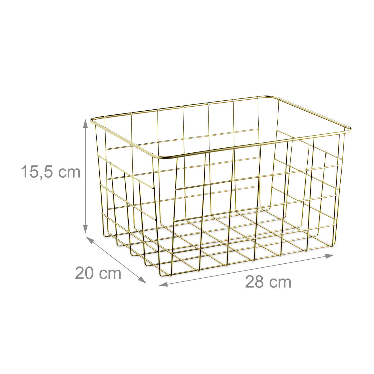 DRAHTKORB Set - Goldfarben, Metall (28/15.5/20cm) - Relaxdays