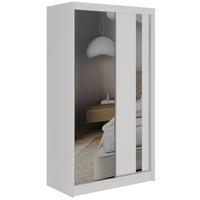SCHWEBETÜRENSCHRANK 120 - GRECJA - Weiß mit Spiegel - Alufarben/Weiß, Holzwerkstoff/Metall (120/216/61cm) - MKS