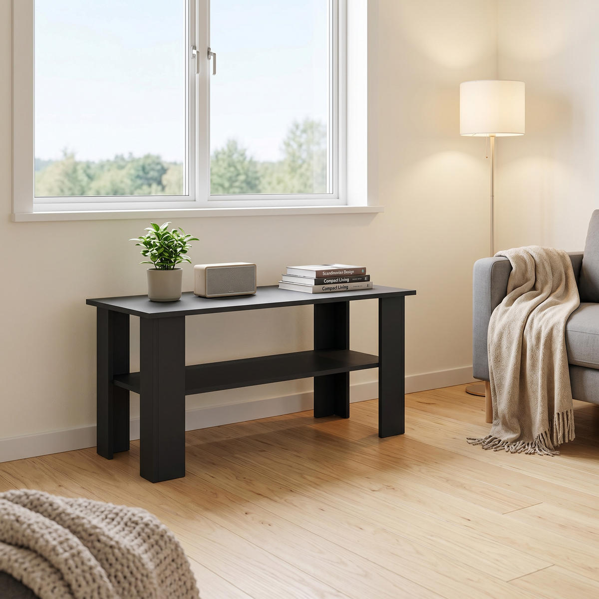 COUCHTISCH ALBANO 100 cm Schwarz - Schwarz, Holzwerkstoff (55/100/58cm) - MASSENO