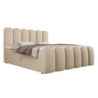 BOXBETT CUDDLE 120x200 cm in Hellbeige, Bettkasten, Topper, Velvet-Stoff - Beige, Holz/Textil (120/200cm) - EMLAR Home