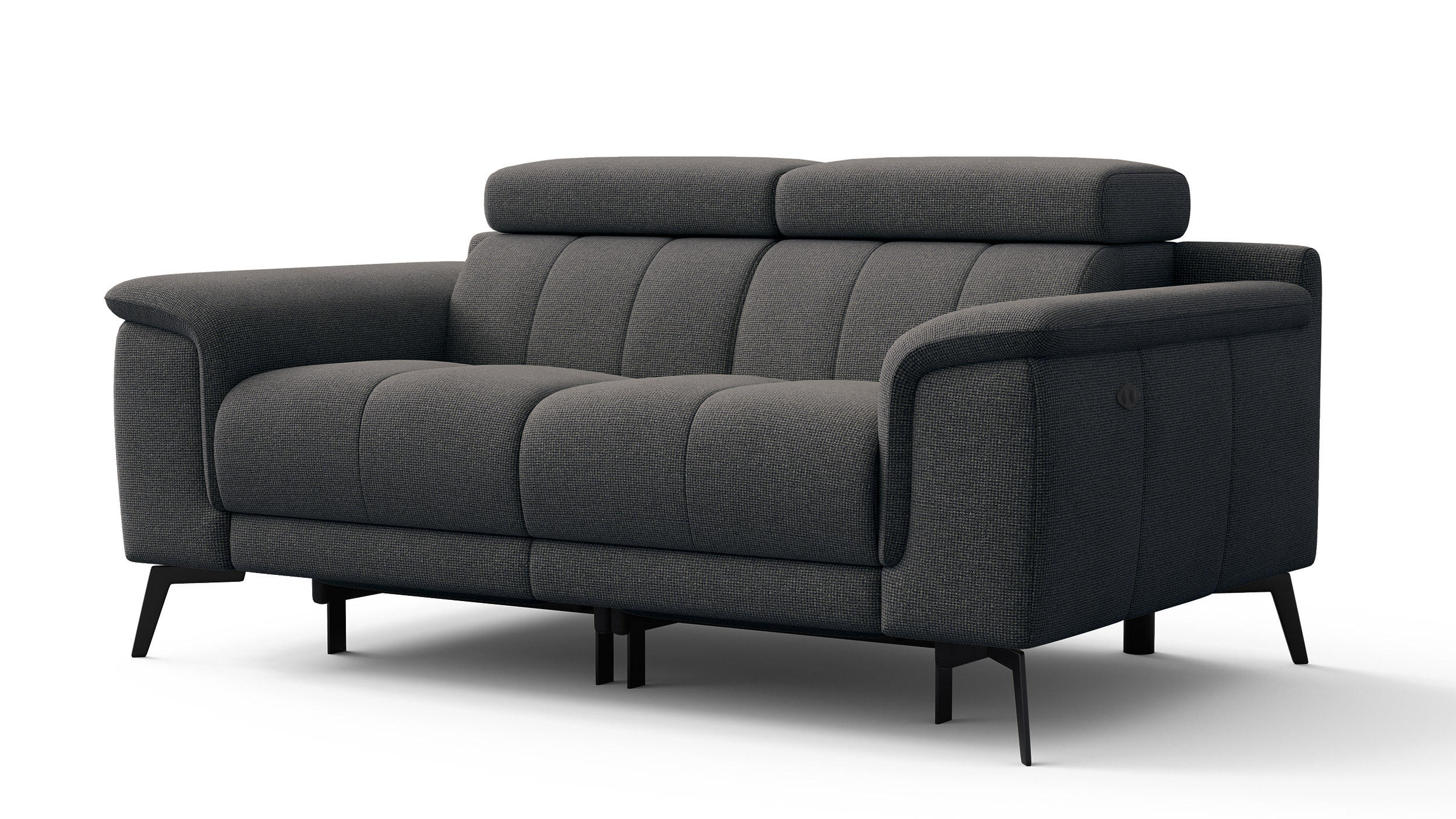 RELAXSOFA FIERO 2-Sitzer mit 2 Relaxfunktionen, dunkelgrau - Dunkelgrau/Schwarz, Holzwerkstoff/Textil (170/82/103cm) - Courtois Laville