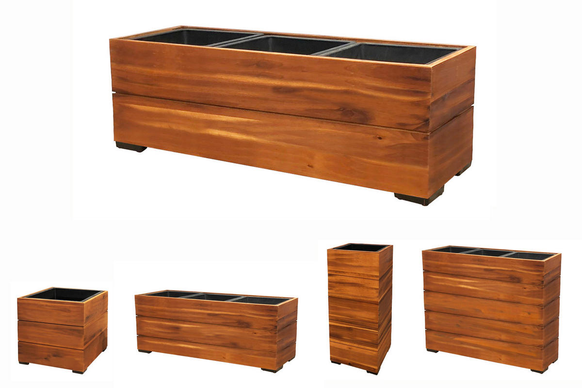 PFLANZKASTEN Colorado 1, 44,5x40,5 cm, Akazienholz, Braun - Braun, Holz (44.5/40.5/44.5cm) - dasmöbelwerk