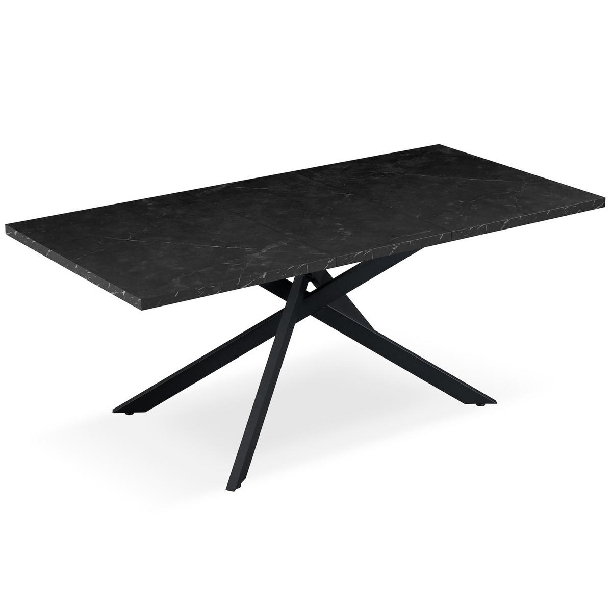 ESSTISCH LARS 120-160/80/76 cm Marmor-Schwarz - Anthrazit/Schwarz, Holzwerkstoff/Metall (80/120/76cm) - B&D Home