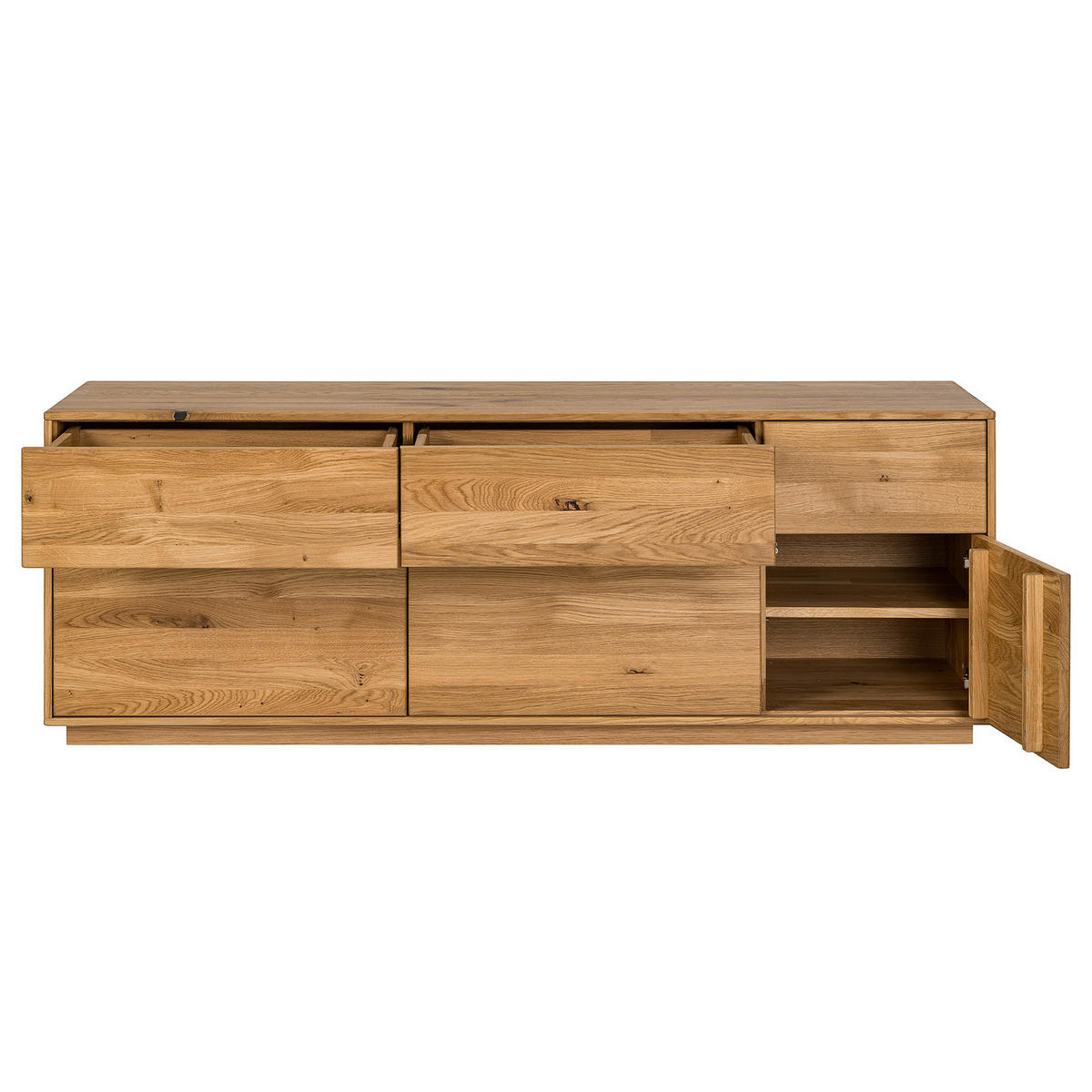 TV-LOWBOARD - Wildeiche massiv - Wildeiche, Holz (157/57/44cm) - home24
