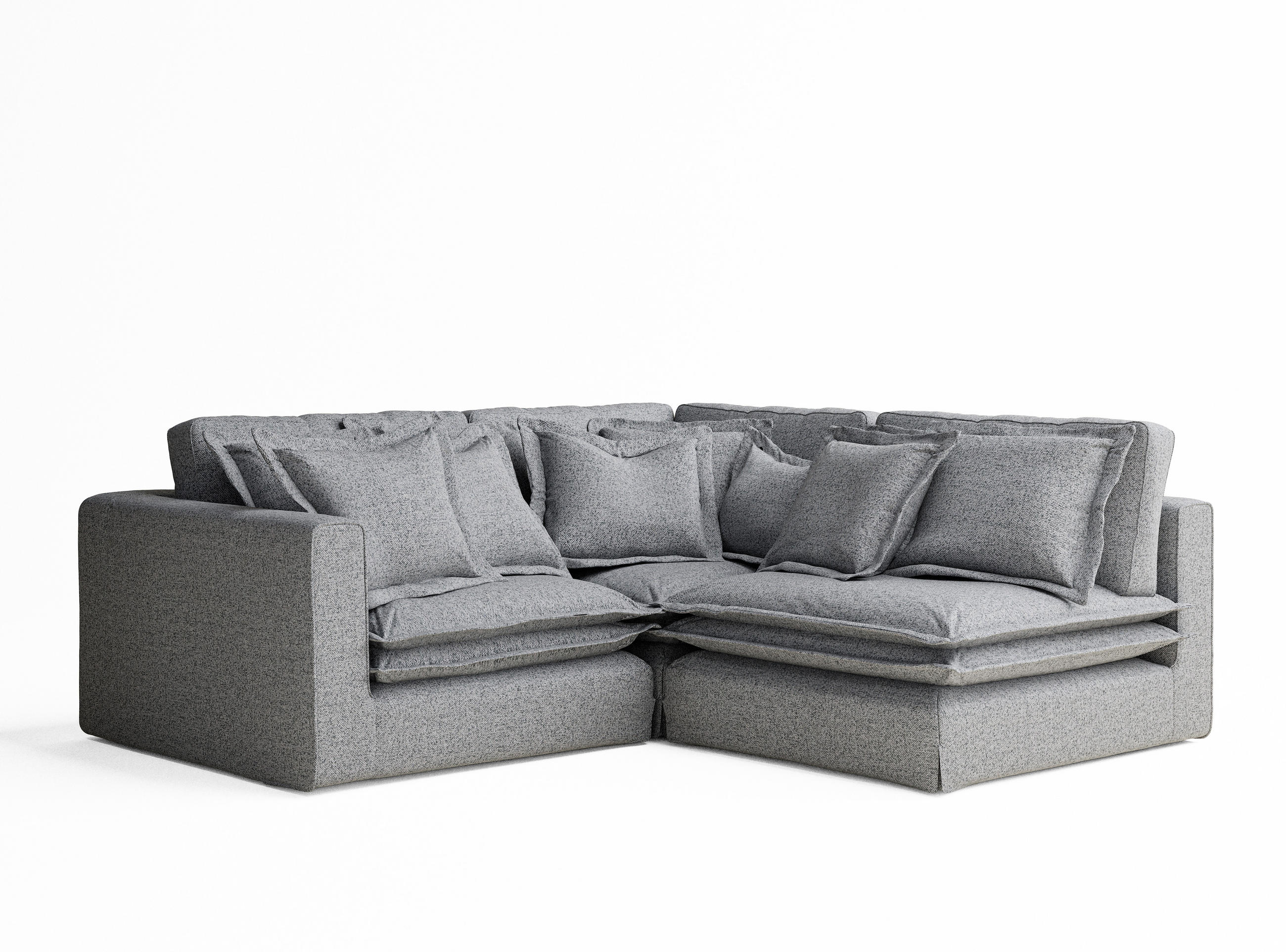 ECKSOFA Amalfi Grau Webstoff - Schwarz/Grau, Holz/Holzwerkstoff (238/222cm) - Maison de Reve