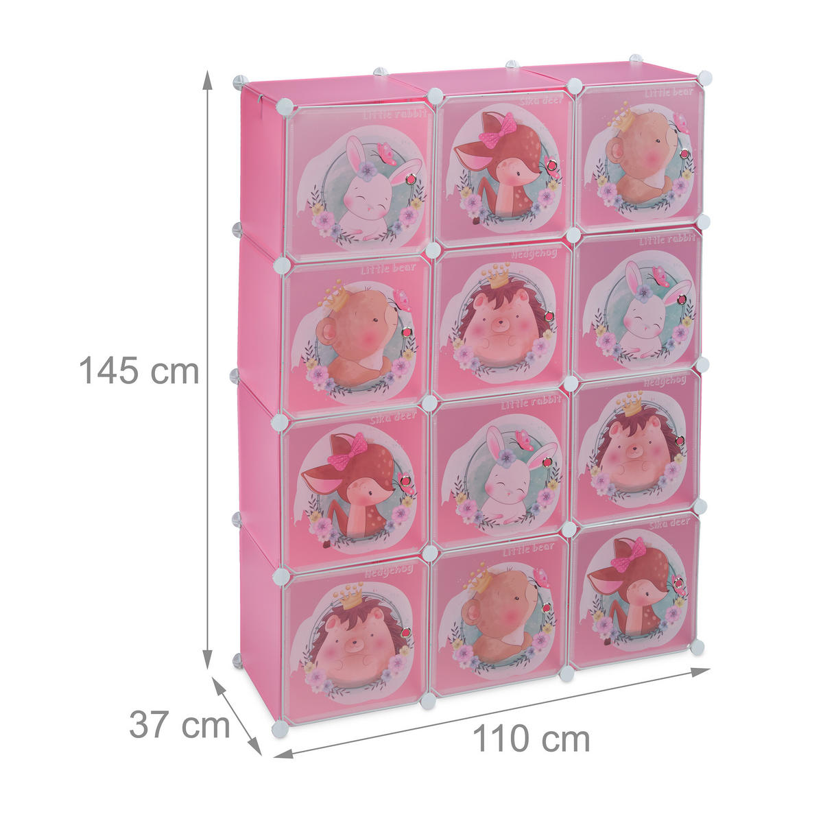 KINDERSTECKREGAL - Rosa, Kunststoff/Metall (110/145/37cm) - Relaxdays