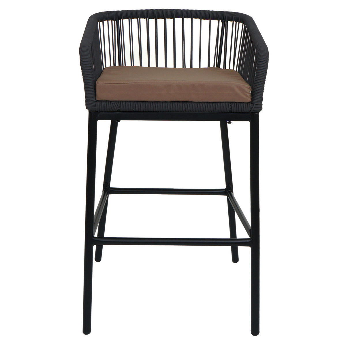 GARTENSTUHL 2er-Set HxBxT 92x51x53cm Sitzhöhe 76cm Seilgeflecht Metall Anthrazit Kissen Taupe - Anthrazit, Metall (51/92/53cm) - PROREGAL