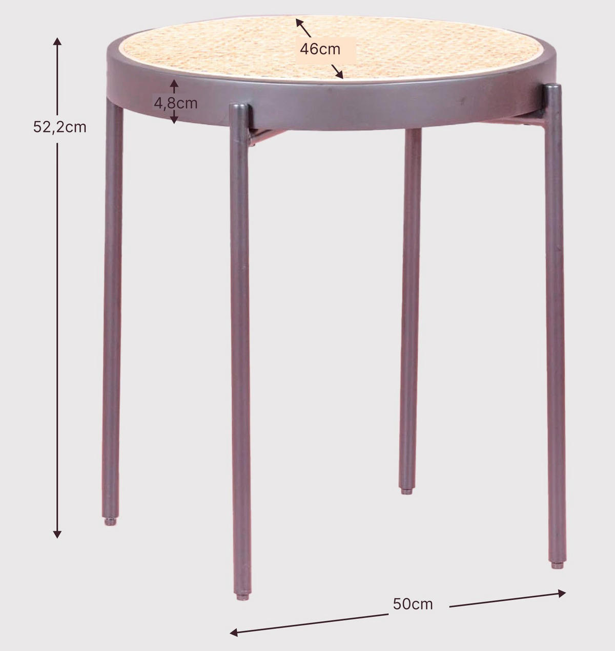 BEISTELLTISCH Rund Schwarz 50/50/52 cm - Schwarz, Naturmaterialien (50/50/52cm) - Nest Dream