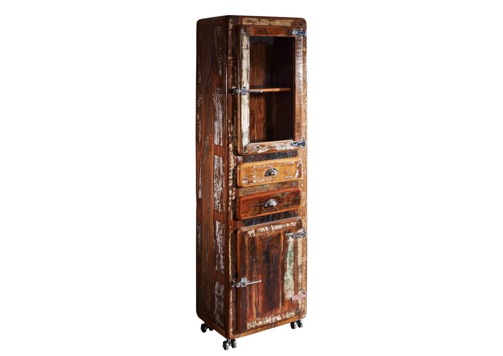 VITRINE Altholz 55x38x190 mehrfarbig lackiert FREEZY #41 - Multicolor, Holz (55/190/38cm) - Massivmoebel24