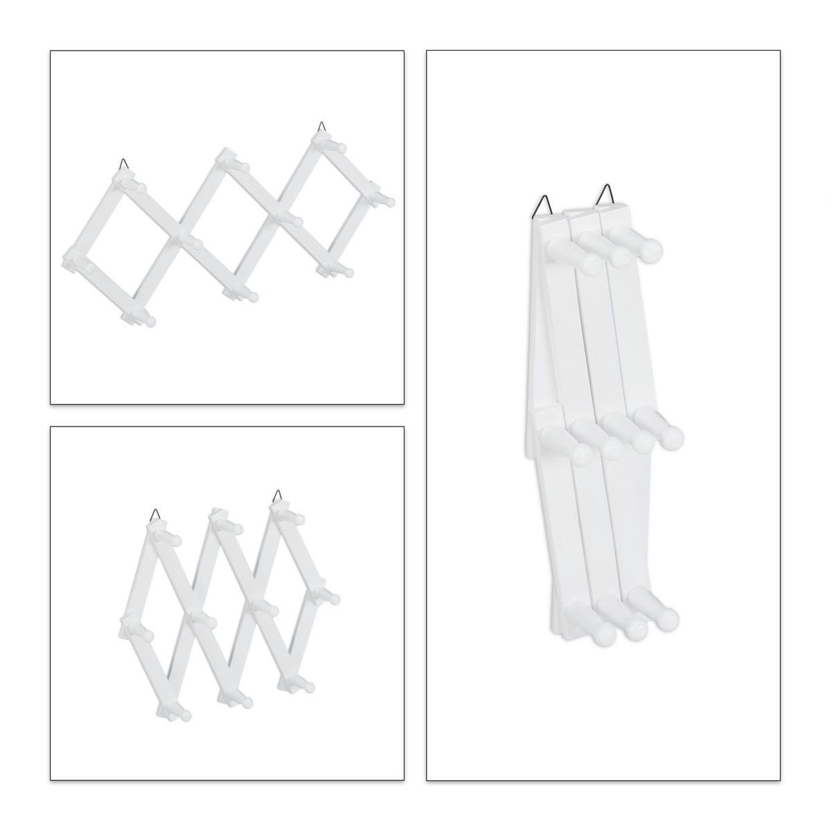 WANDGARDEROBE - Weiß, Holz (87.5/5.5/7.5cm) - Relaxdays