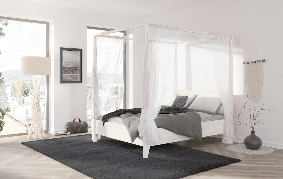 HIMMELBETT Canopy 160/200 in Weiß - Weiß, Holz/Buchenholz (160/200cm) - Visby