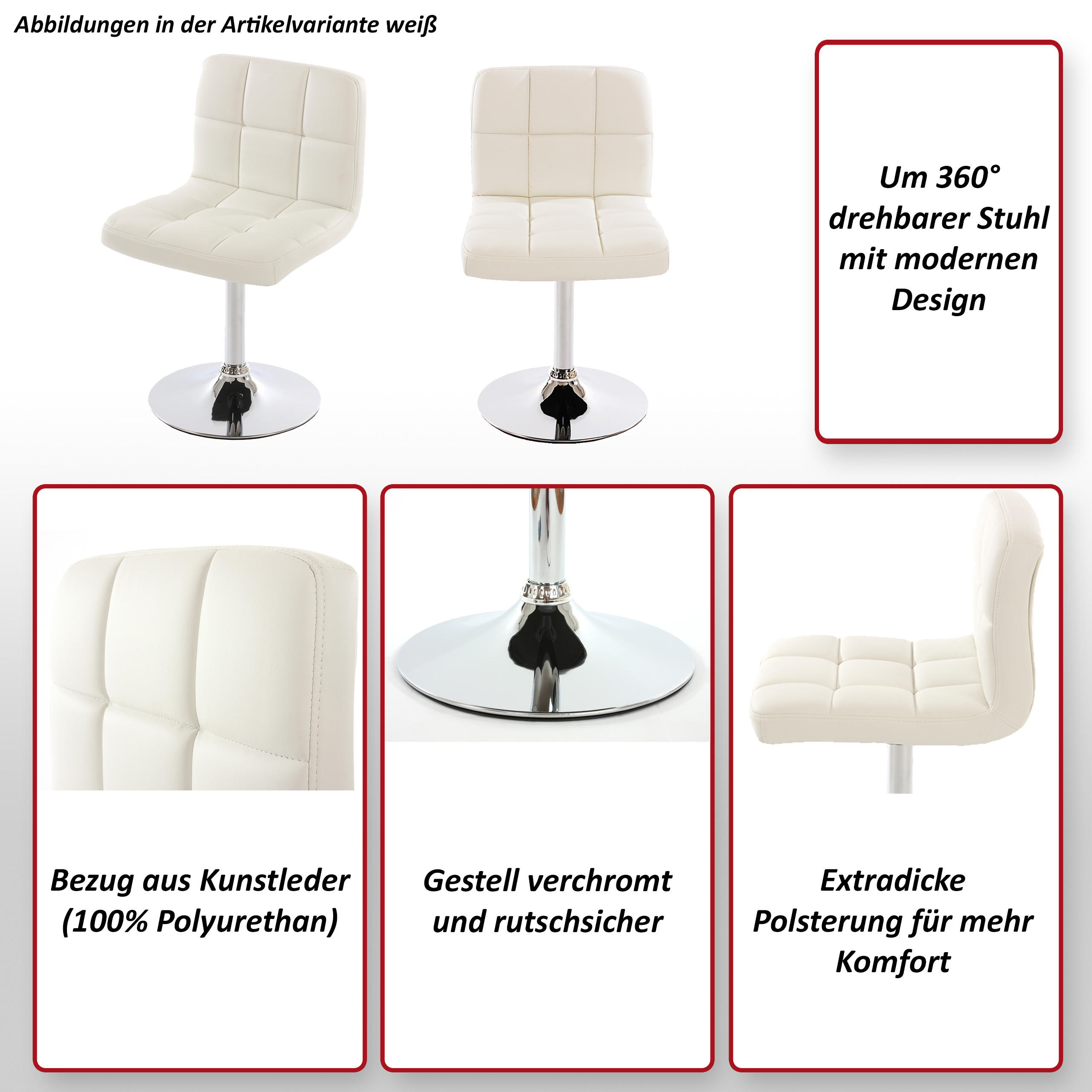 ESSZIMMERSTUHL Weiß 2er-Set - Weiß, Textil (43/76/44cm) - MCW