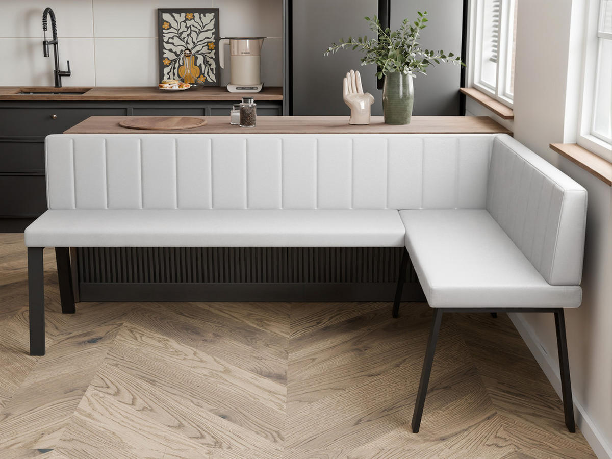 ECKBANK rechts MONO Y Kunstleder gesteppt, 128/168 cm Weiß - Weiß, Kunststoff/Textil (128/168cm) - Idohome
