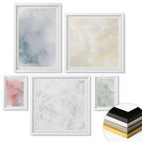 WANDBILDER 5er-Set - 50x50 cm & 20x30 cm & 40x60 cm Weißer Rahmen - Aquarellfarben in Pastellfarben - Weiß, Kunststoff (40/60cm) - ArtPrintCave