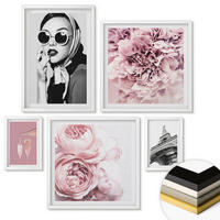 WANDBILDER 5er-Set - 50x50 cm & 20x30 cm & 40x60 cm Weißer Rahmen - Porträts, Eiffelturm-Slogans - Weiß, Kunststoff (40/60cm) - ArtPrintCave