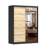 SCHWEBETÜRENSCHRANK 150/200/61 cm 2-türig Vista 05A Artisan Eiche/ Schwarz - Alufarben/Weiß, Glas/Holzwerkstoff (150/200/61cm) - imoebel24