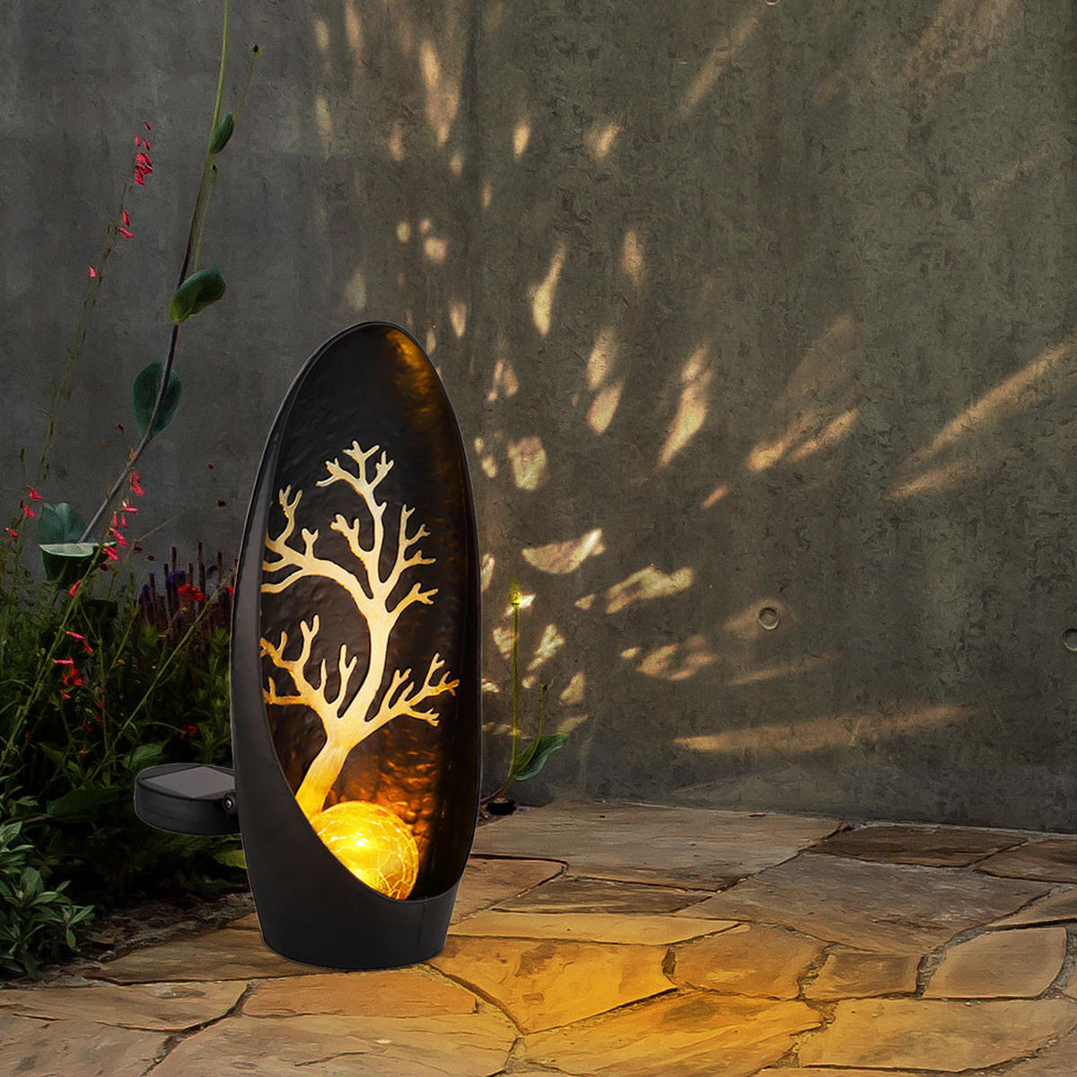 LED AUSSENLEUCHTE Bronze Baum 2er Set - Bronzefarben, Glas (21.5/9.5/27.5cm) - Globo Lighting