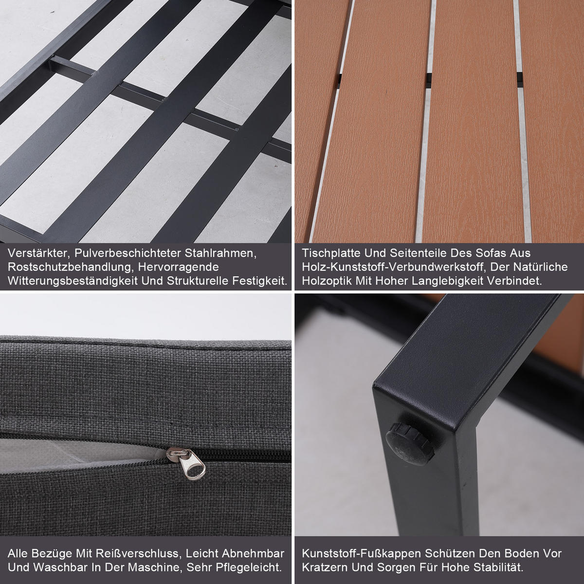 GARTENLOUNGE Set ,SF05 - Grau, Metall