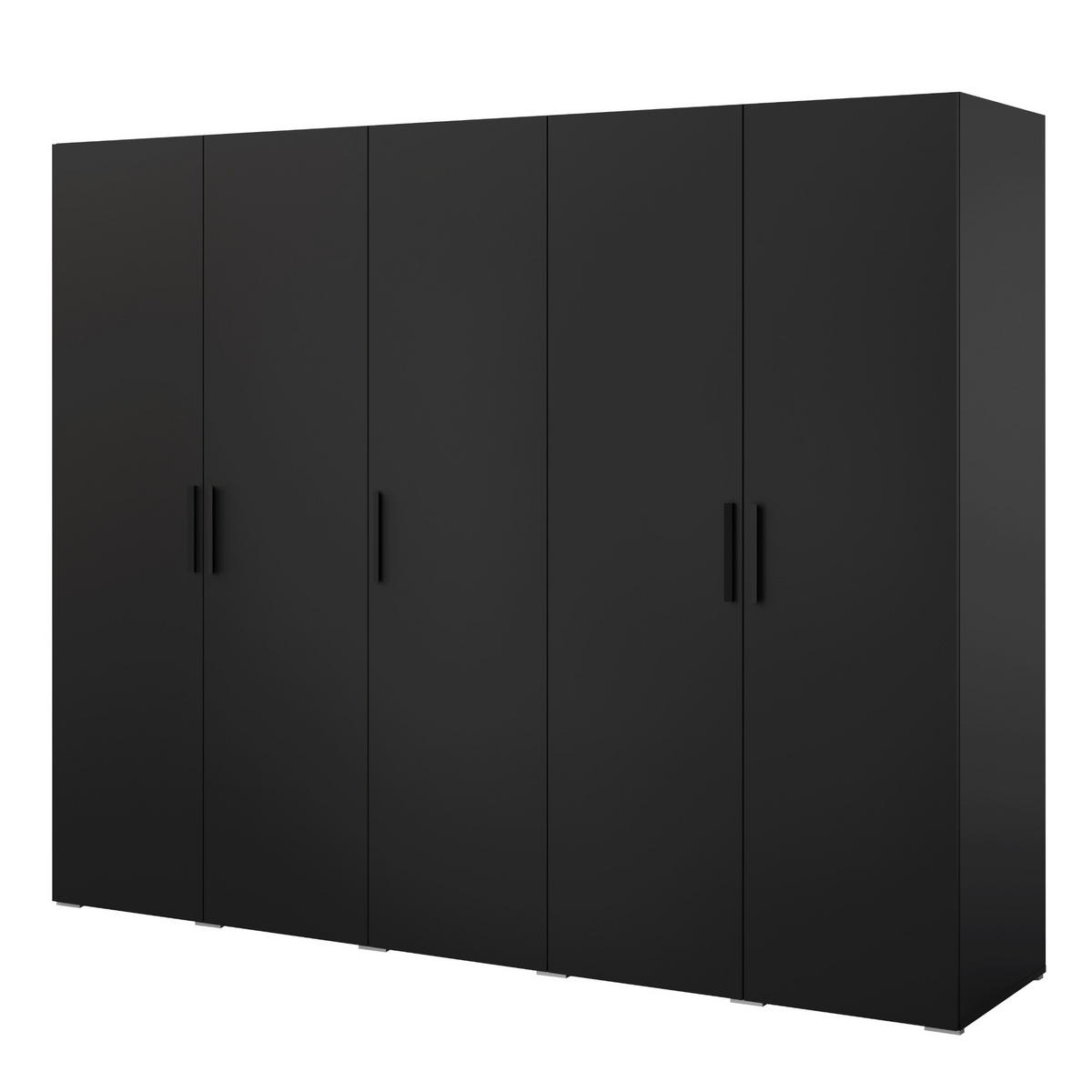DREHTÜRENSCHRANK Napoli 5D 250 Schwarz (schwarzer oder goldener Griff) - Silberfarben/Schwarz, Holzwerkstoff/Kunststoff (250/35/60cm) - mzm24