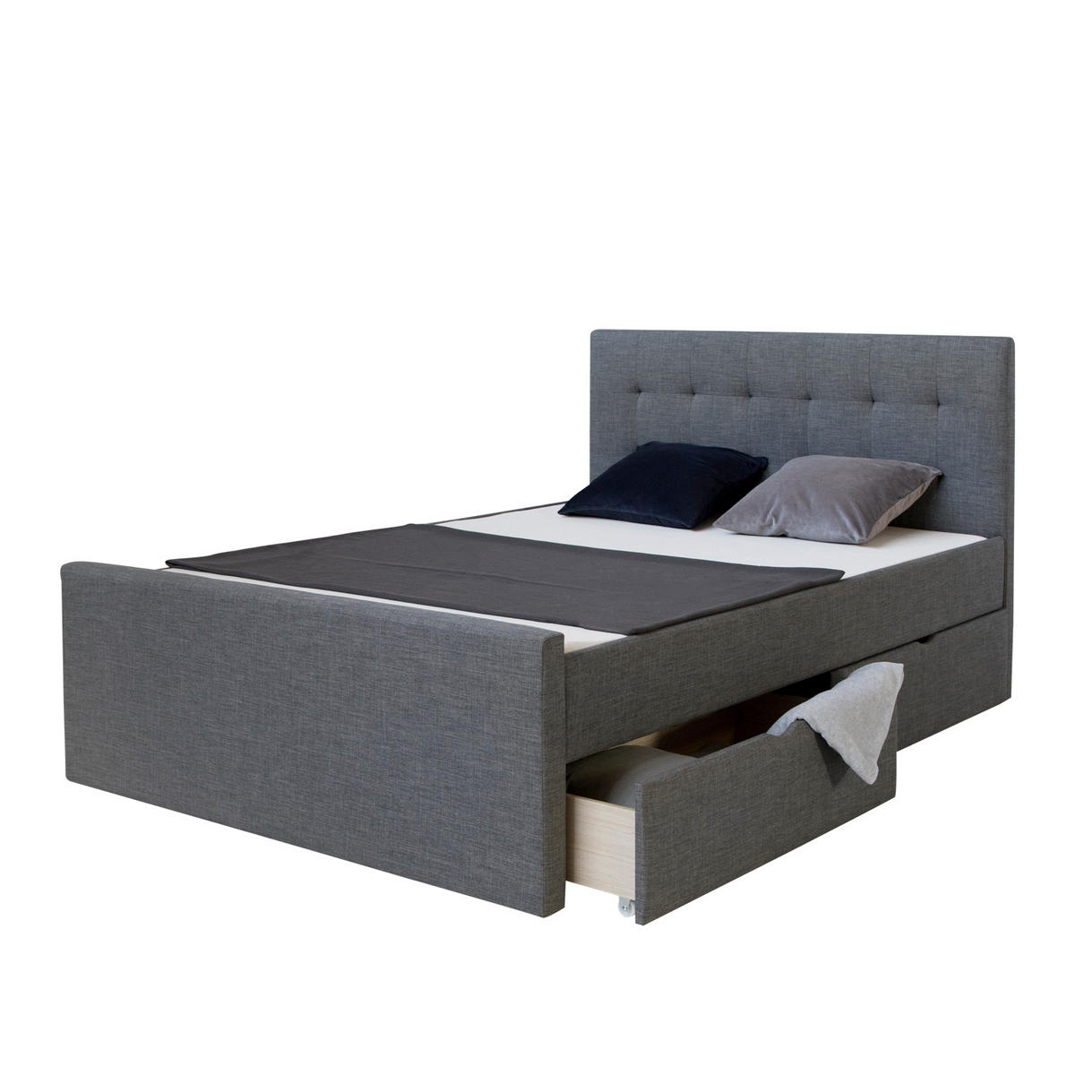 POLSTERBETT mit Stauraum 180/200 cm in Anthrazit Grau - Anthrazit/Grau, Textil (180/200cm) - Homestyle4u