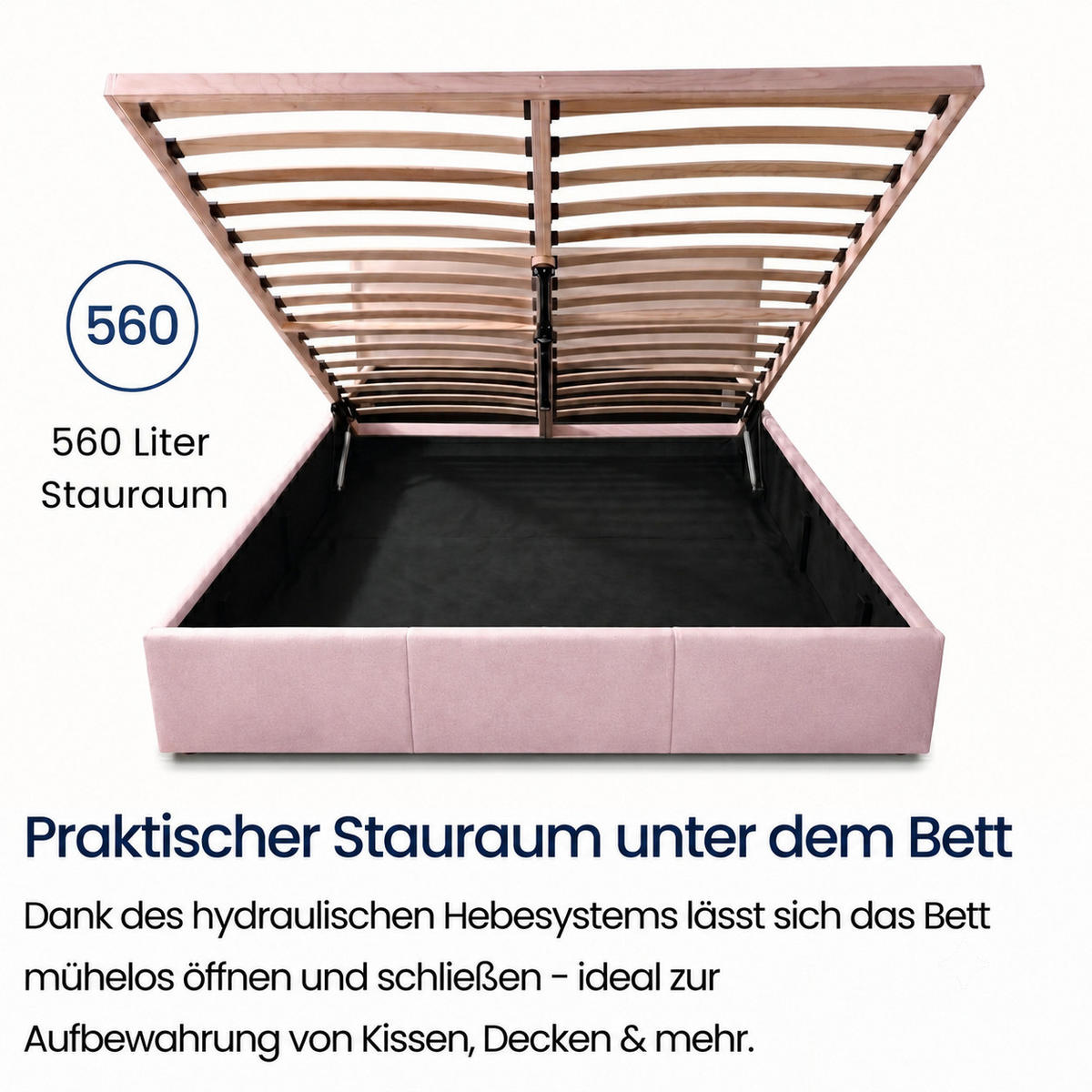 POLSTERBETT mit Stauraum 120x200 cm in Rosa - Pink, Holzwerkstoff (120/200cm) - Home Collective