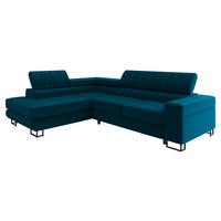 ECKSOFA Laris Premium, Seite: Links - Türkis/Schwarz, Holz/Textil (271/203cm) - MIRJAN24