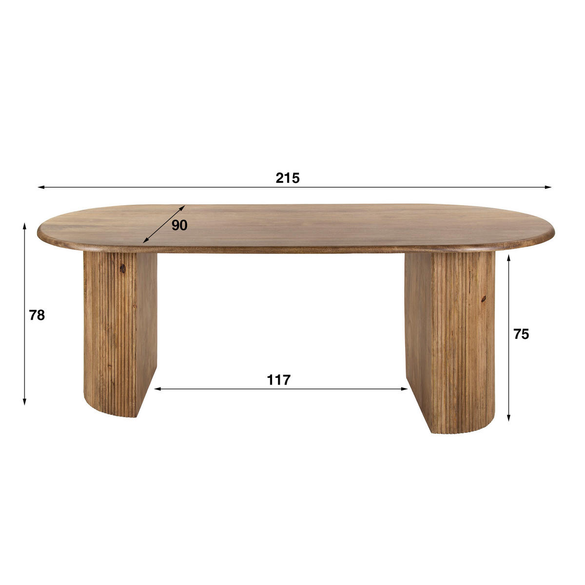 ESSTISCH Wave Beige 90/215/ 78 cm - Beige, Holz (90/215/78cm) - Hoyz Collection