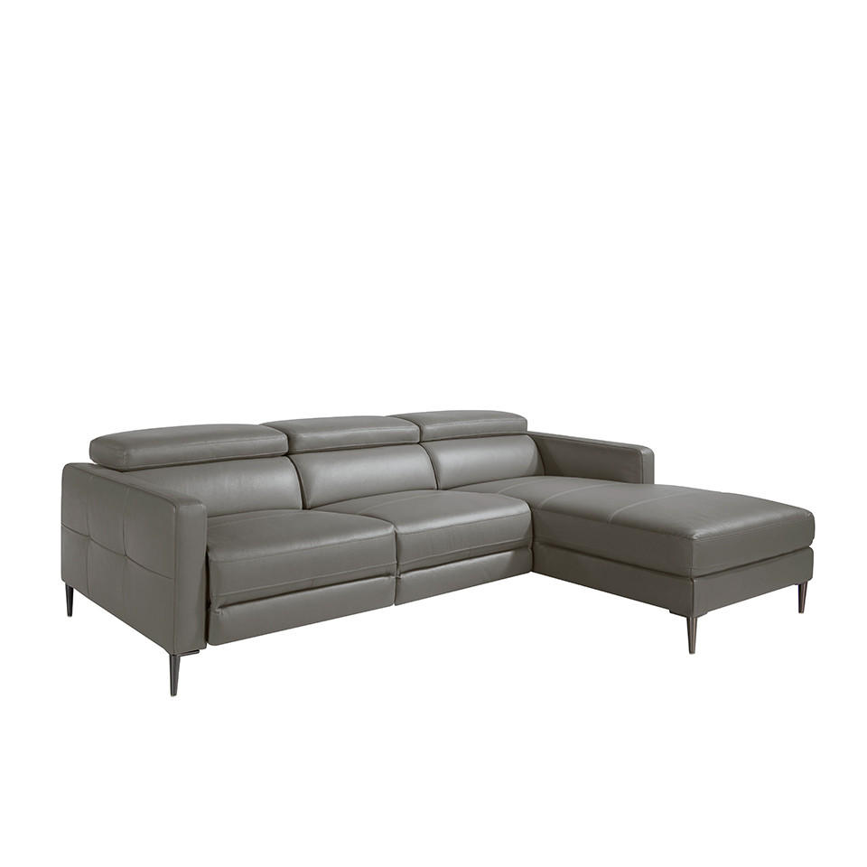 ECKSOFA Dunkelgrau Dunkler Stahl 258/173/95 cm - Dunkelgrau/Grau, Leder (258/173cm) - ANGEL CERDA