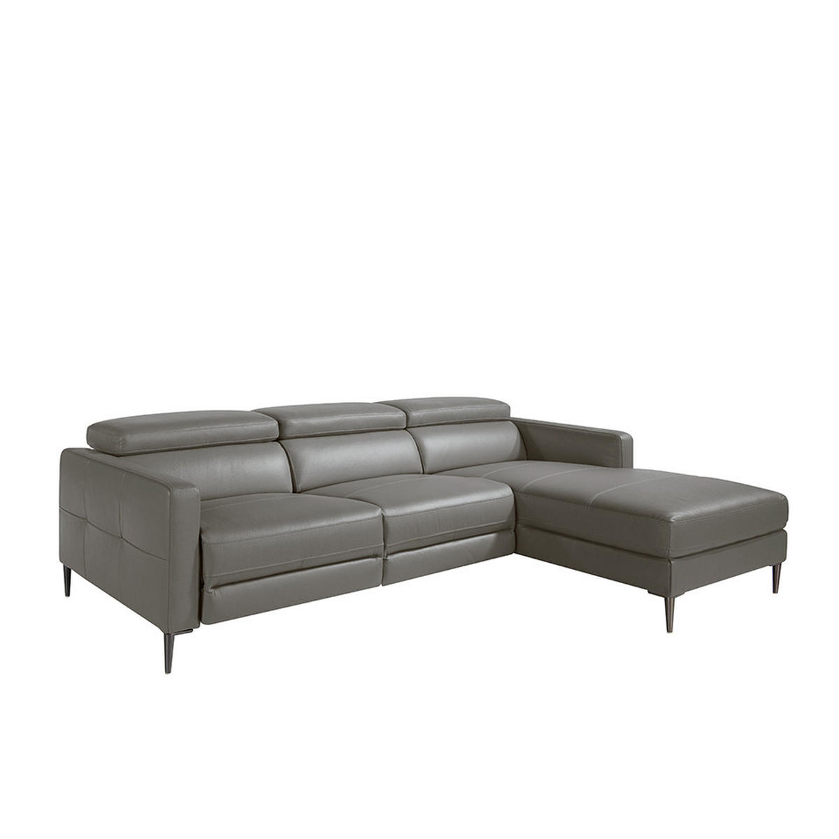 ECKSOFA Dunkelgrau Dunkler Stahl 258/173/95 cm - Dunkelgrau/Grau, Leder (258/173cm) - ANGEL CERDA