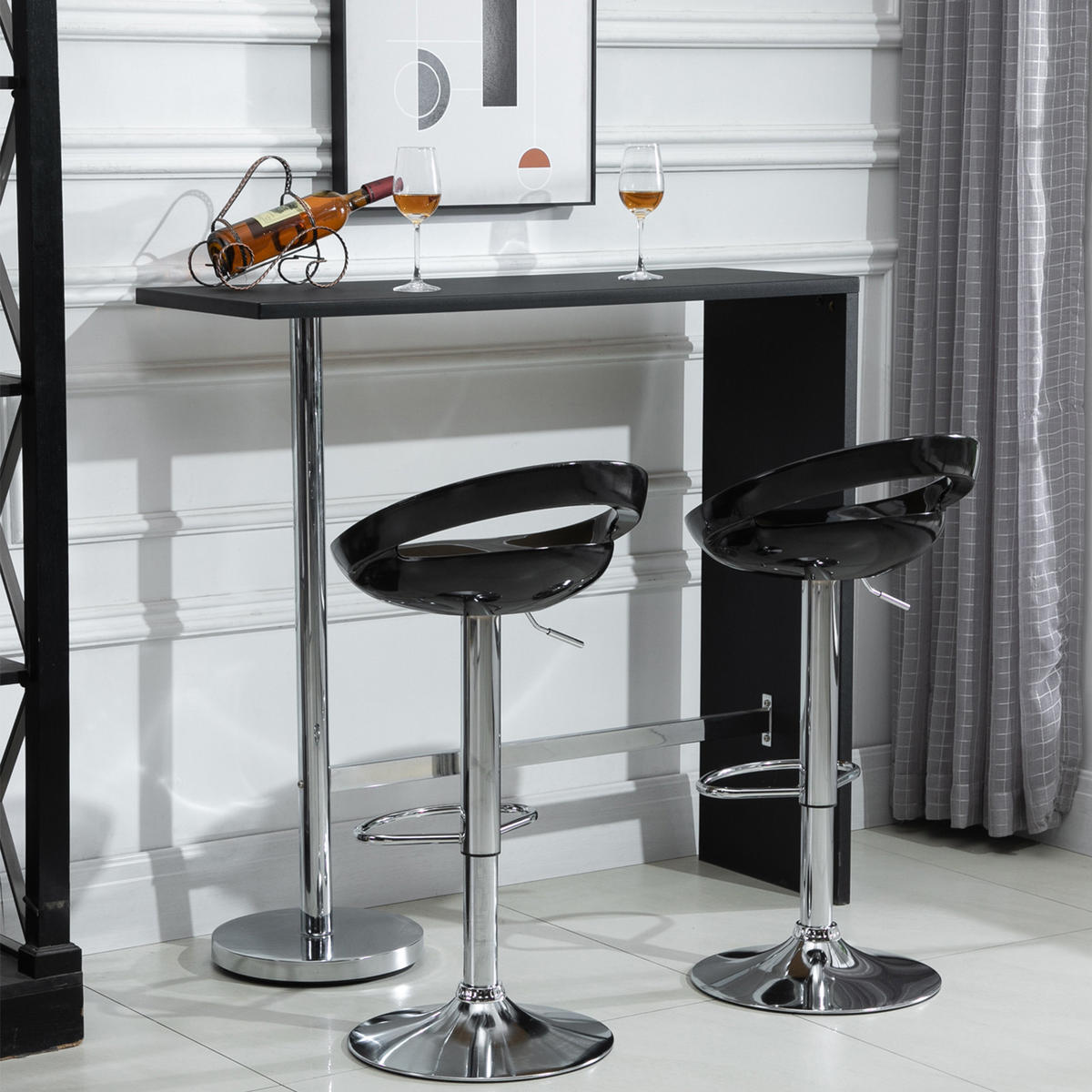 BARHOCKER 2er-Set DE-14782 höhenverstellbar mit Rückenlehne Schwarz - Schwarz, Metall (41/96/46cm) - ComfortXL