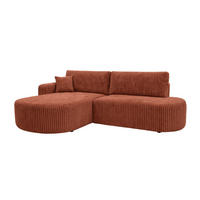 ECKSOFA Mit Schlaffunktion Und Bettkasten, Cordstoff Tilia, Kupfer, Links, ROUND ONE OPEN XL - Orange, Holz (262/175cm) - Kaiser Möbel