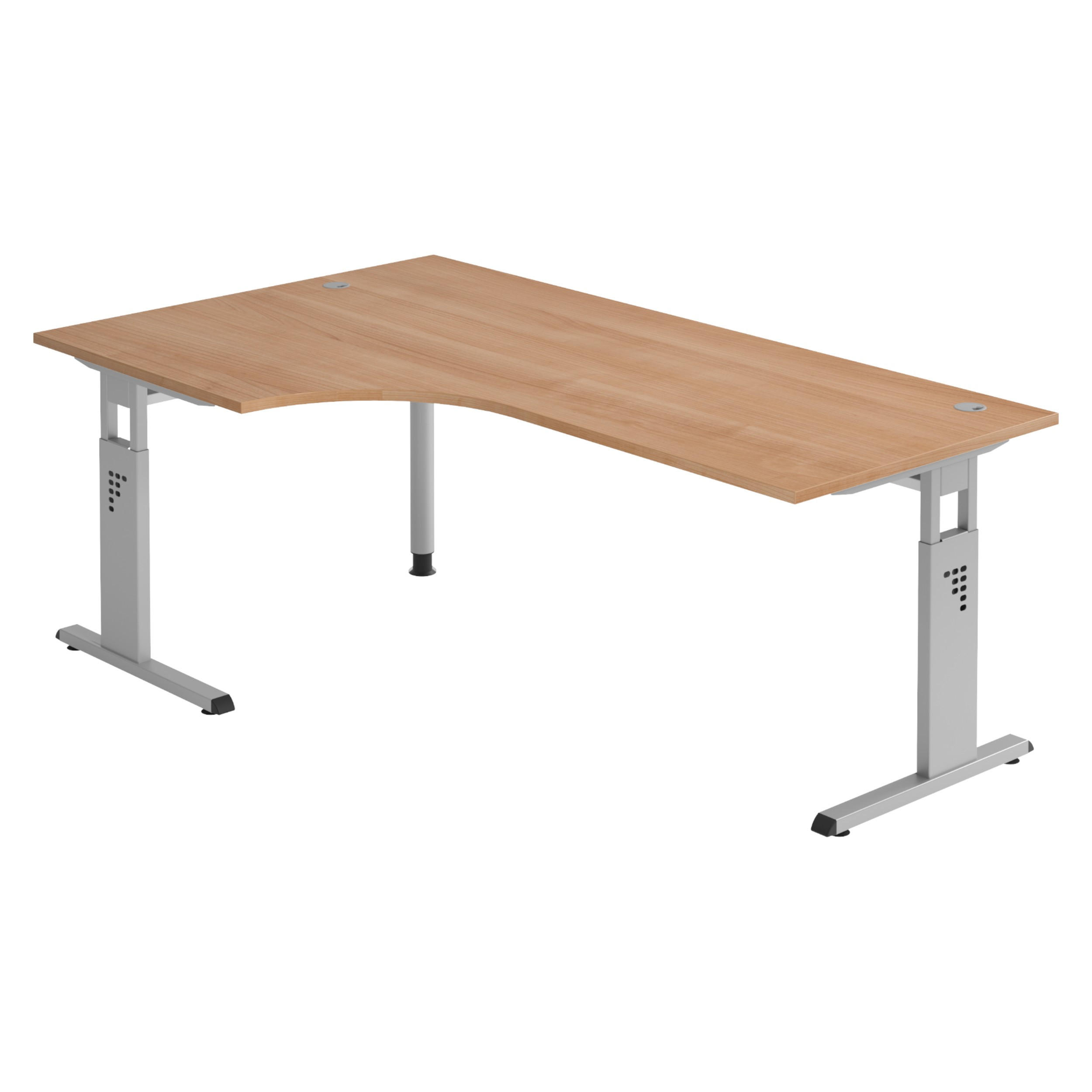 SCHREIBTISCH Serie-O 120/200/74 cm in Nussbaumfarben/Silberfarben - Silberfarben/Nussbaumfarben, Holzwerkstoff (120/200/74cm) - bümö